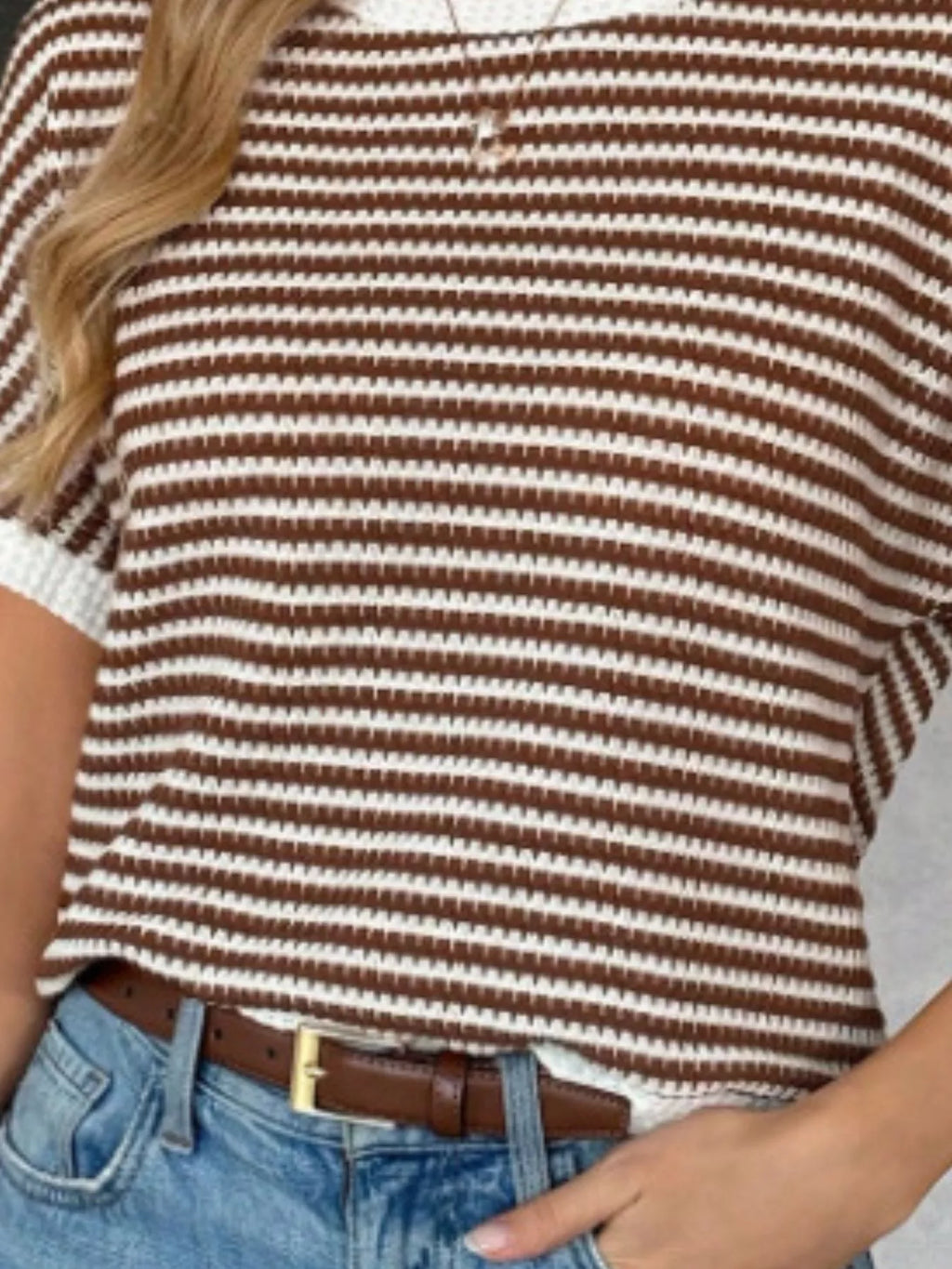 Striped Knit Relaxed Fit T-Shirt