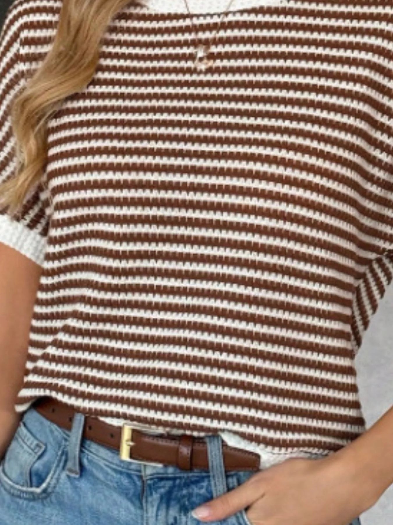 Striped Knit Relaxed Fit T-Shirt