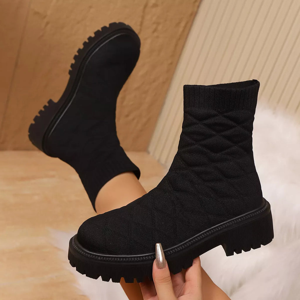 Round Toe Block Heels Boots