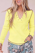 Contrast Stitching Long Sleeve T-Shirt