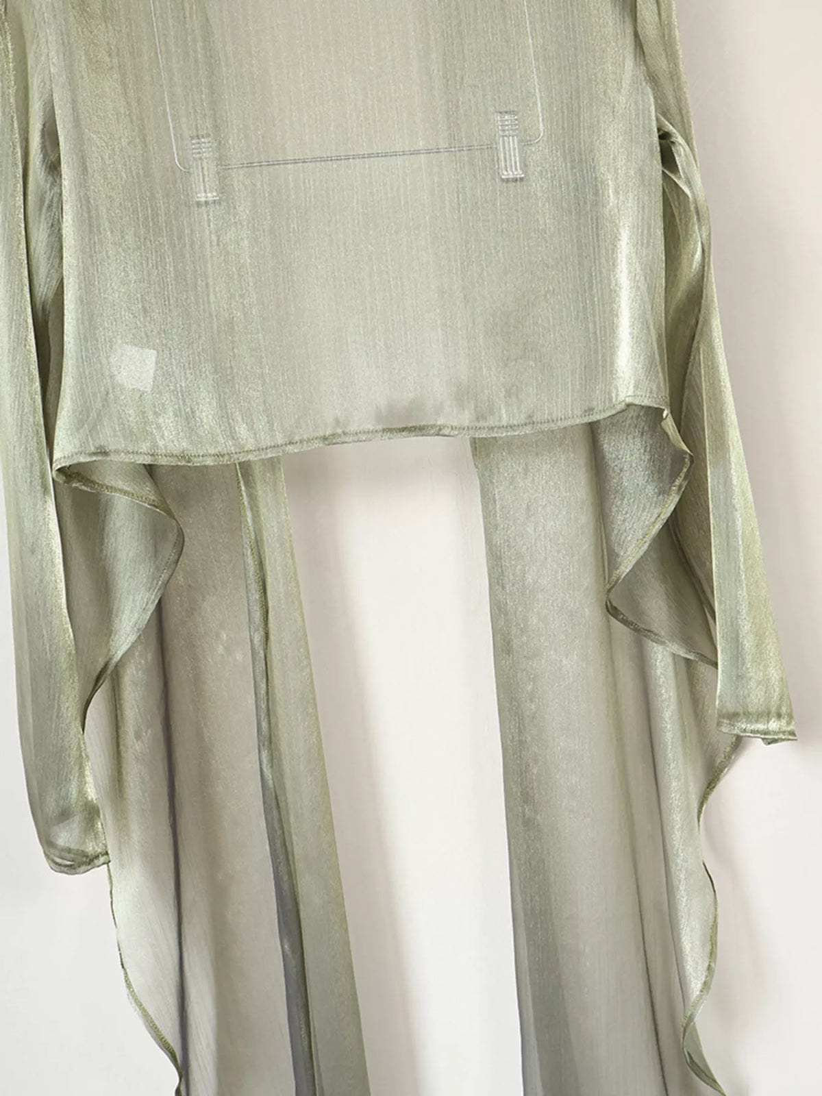 Sheer Front Tie Detail Long Sleeve Shirt