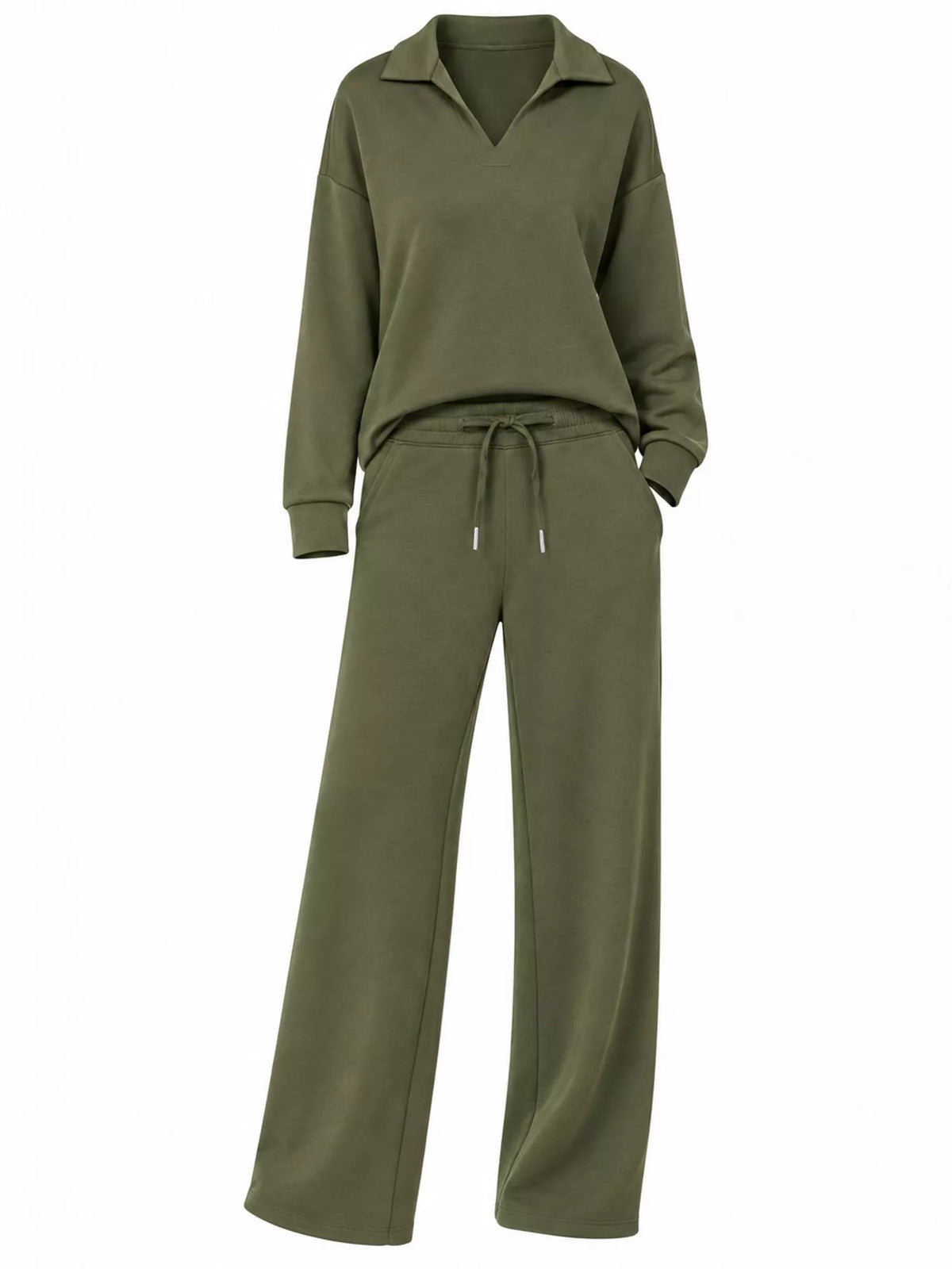 Dropped Shoulder Top and Pants Set
