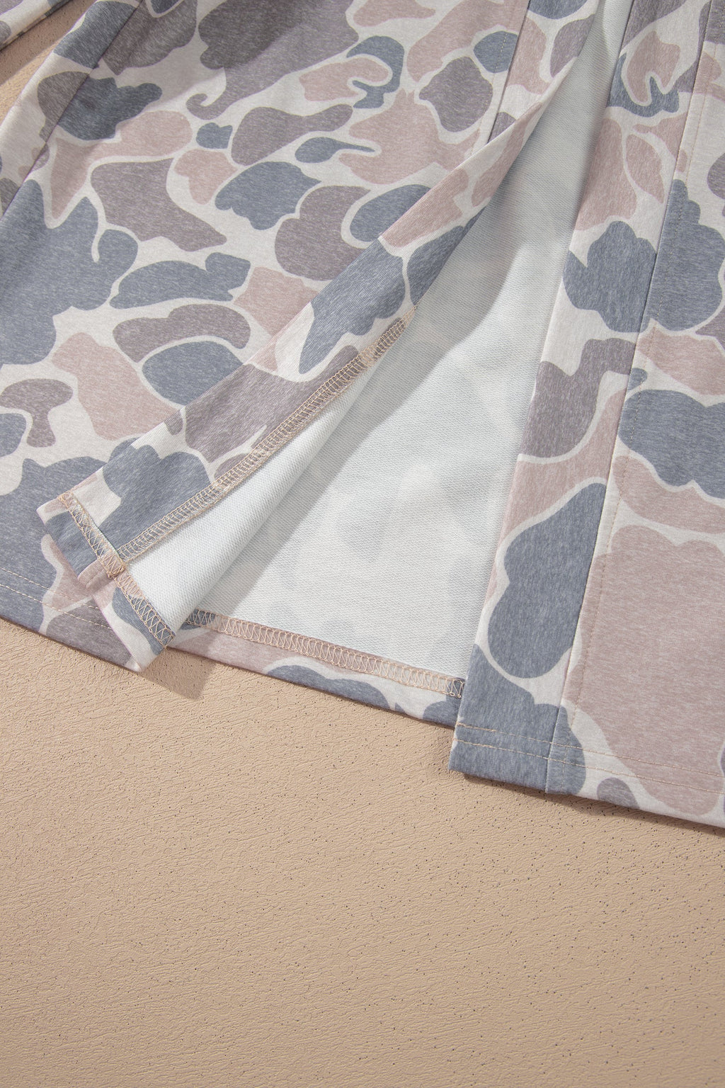 Multicolour Camouflage Print Long Sleeve Open Front Tunic Cardigan