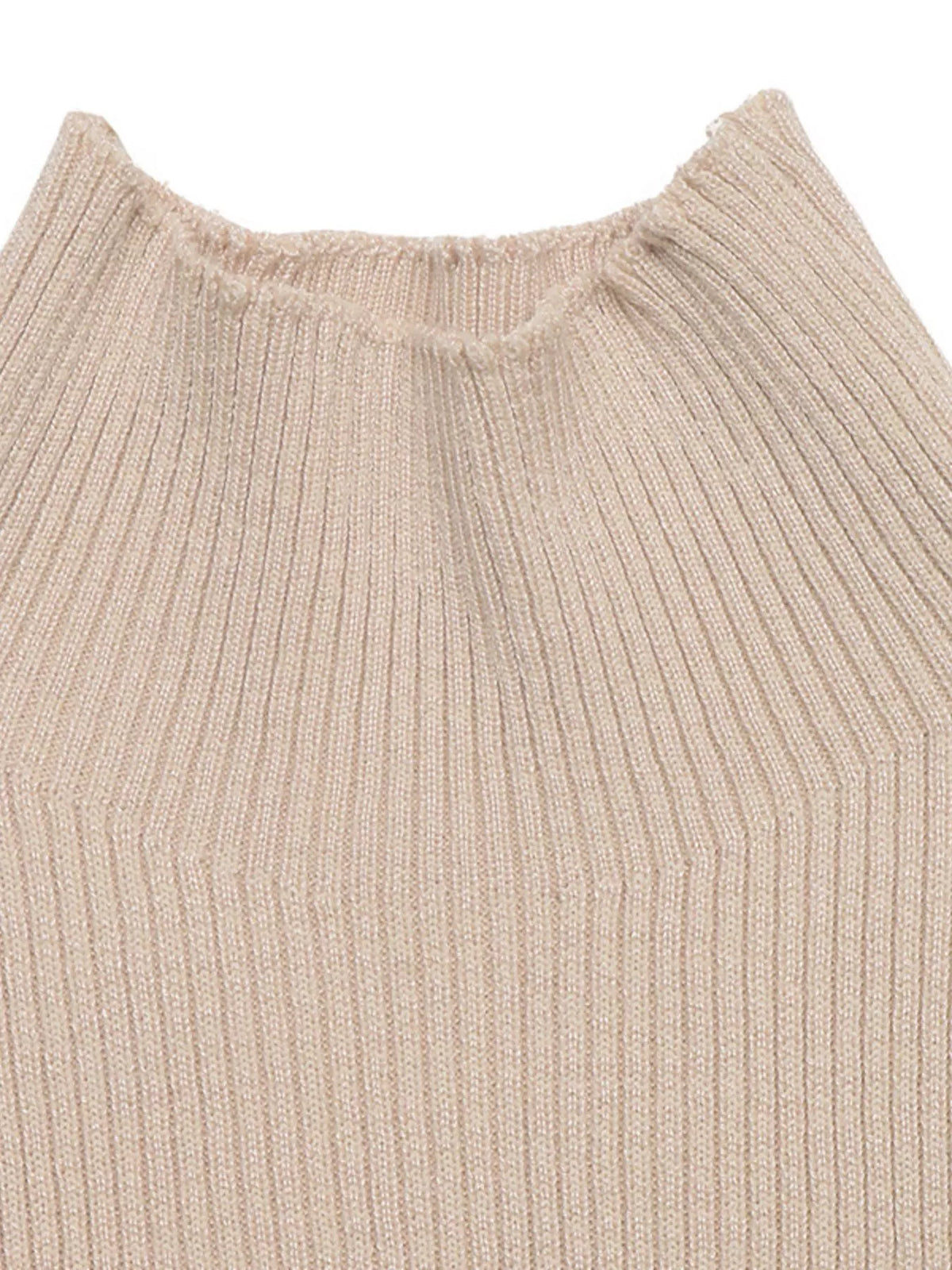 Ribbed Mock Neck Flare Sleeve Sweater Dress