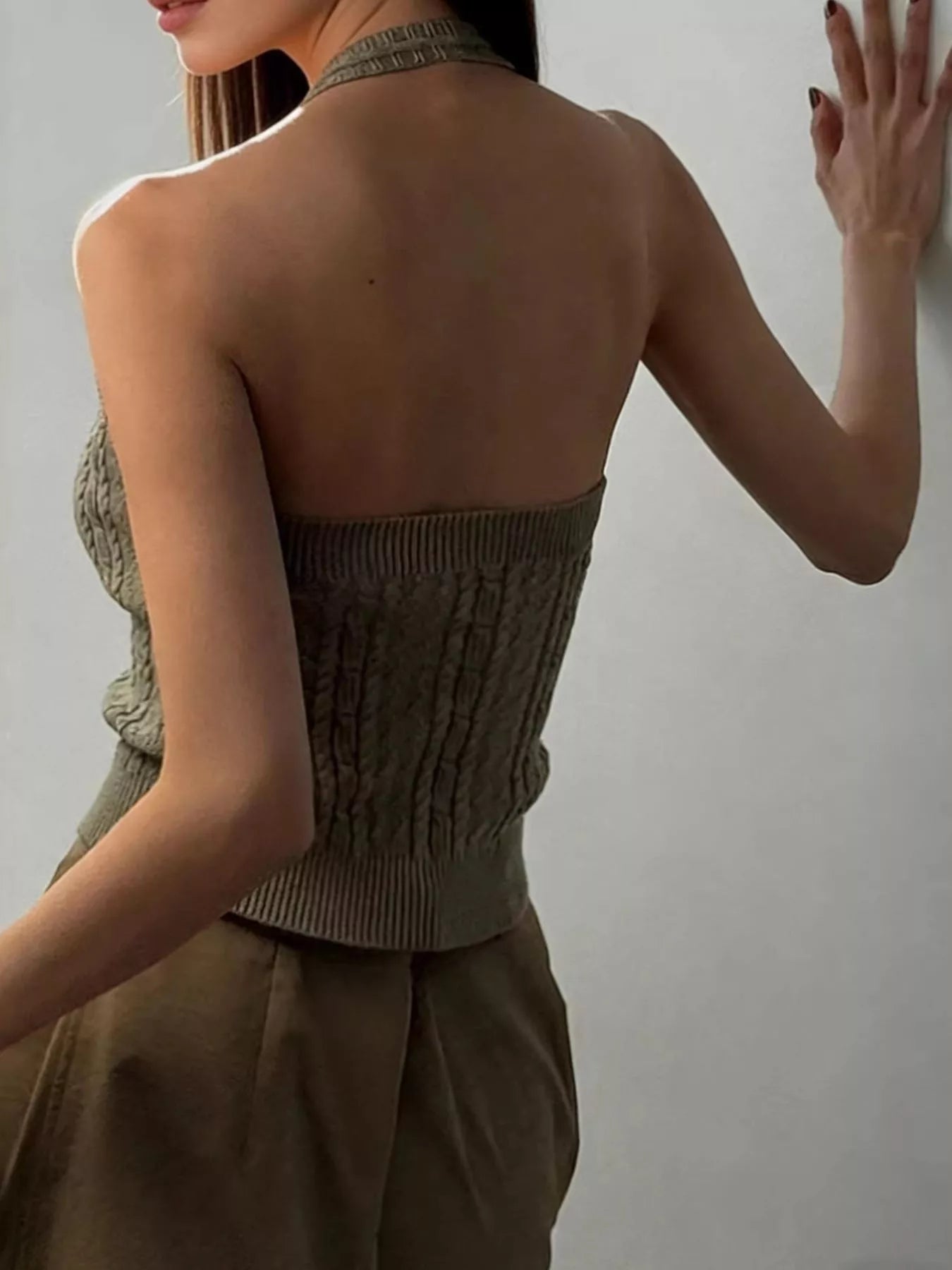 Cable Knit Halter Neck Tank