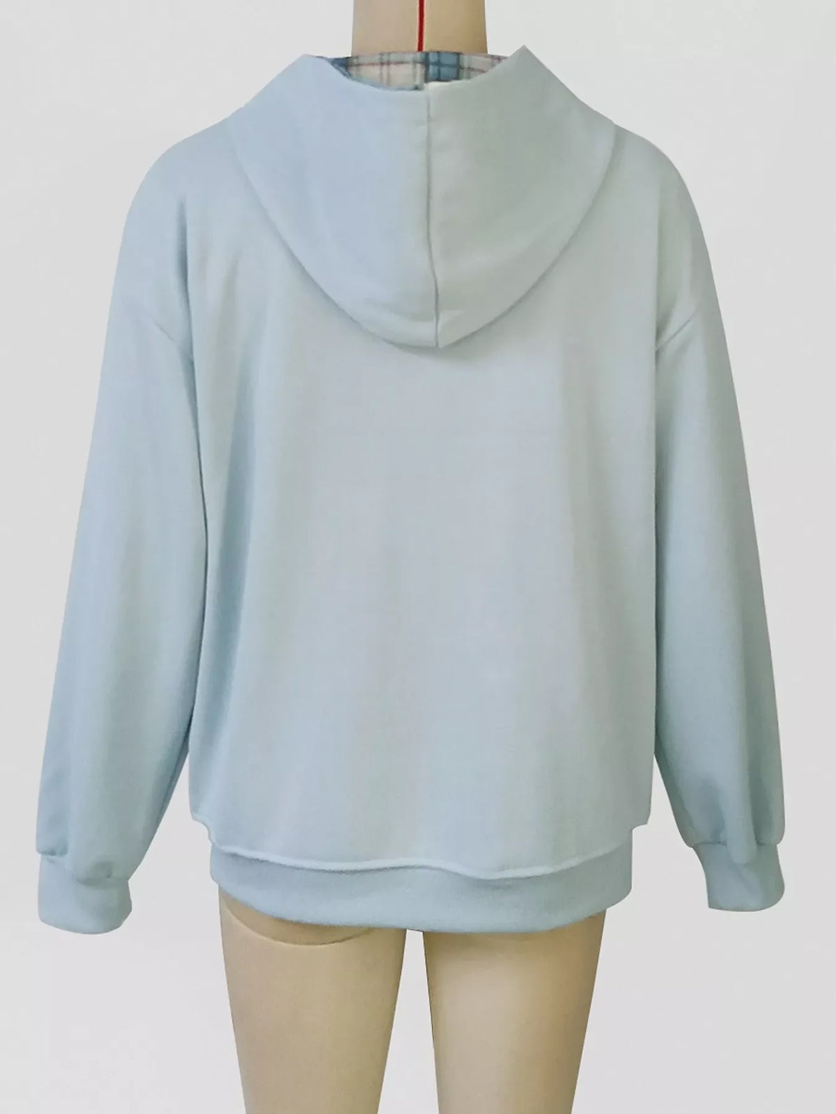 Zip-Up Plaid Lining Hoodie