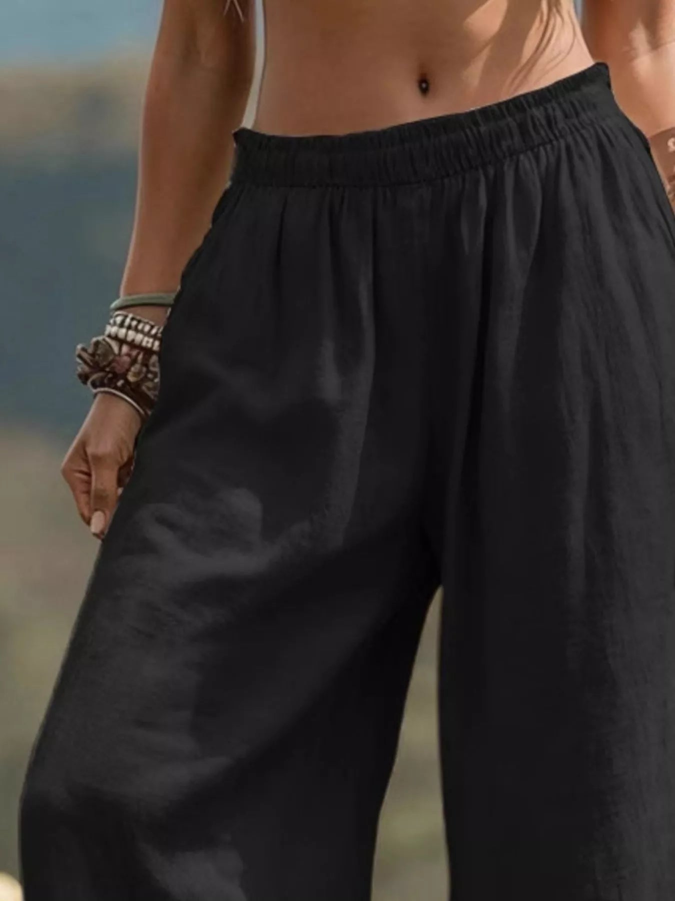 Full Size Bohemian Wide-Leg Pants Plus Size