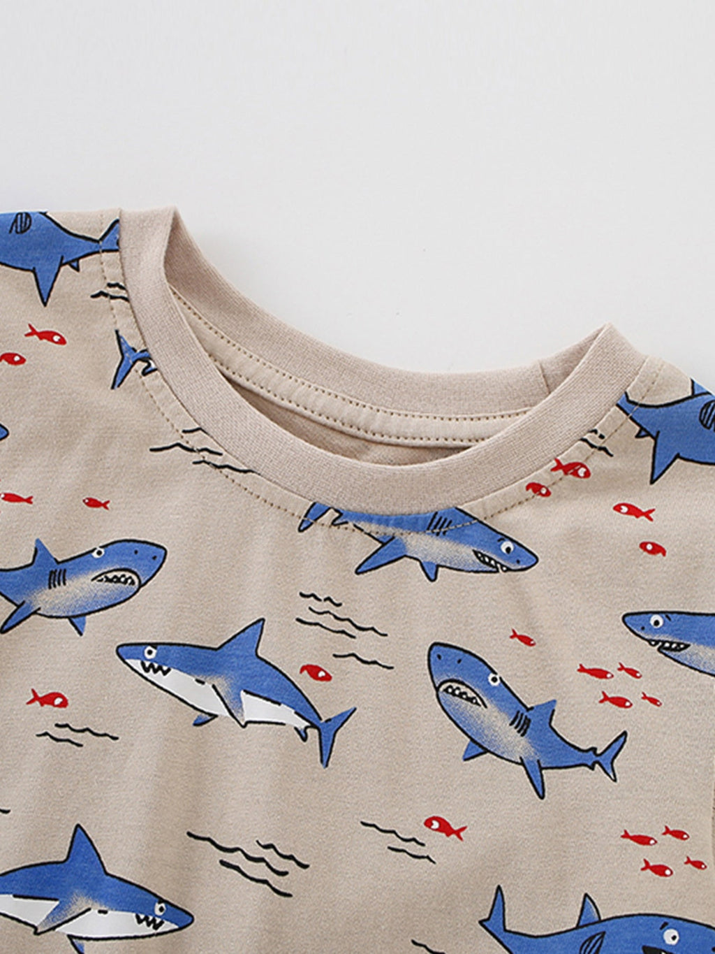 Children's Shark Print Crew Neck T-Shirt