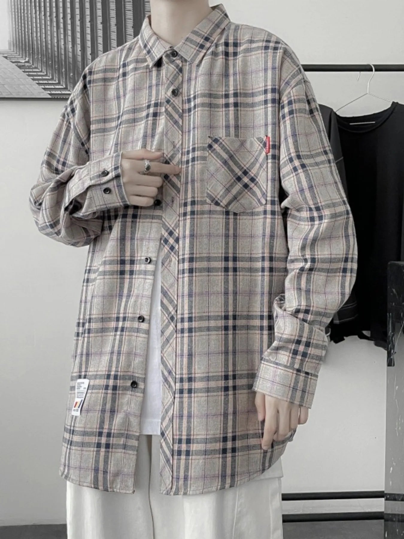 Men's Plus Size Plaid Button Up Shirt