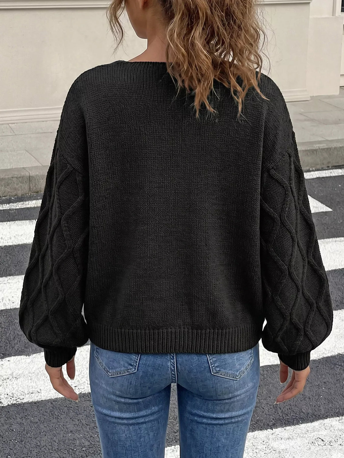 Snowflake Textured V-Neck Sweater