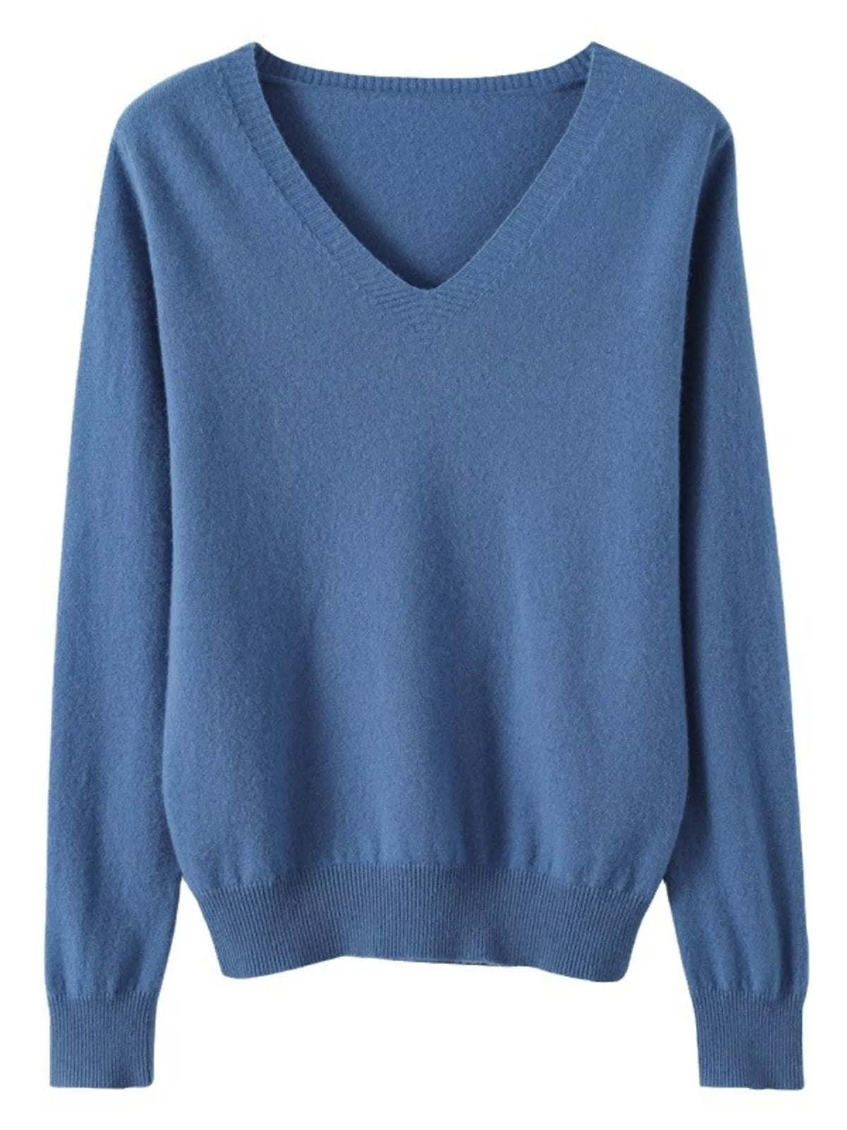 V-Neck Solid Color Sweater