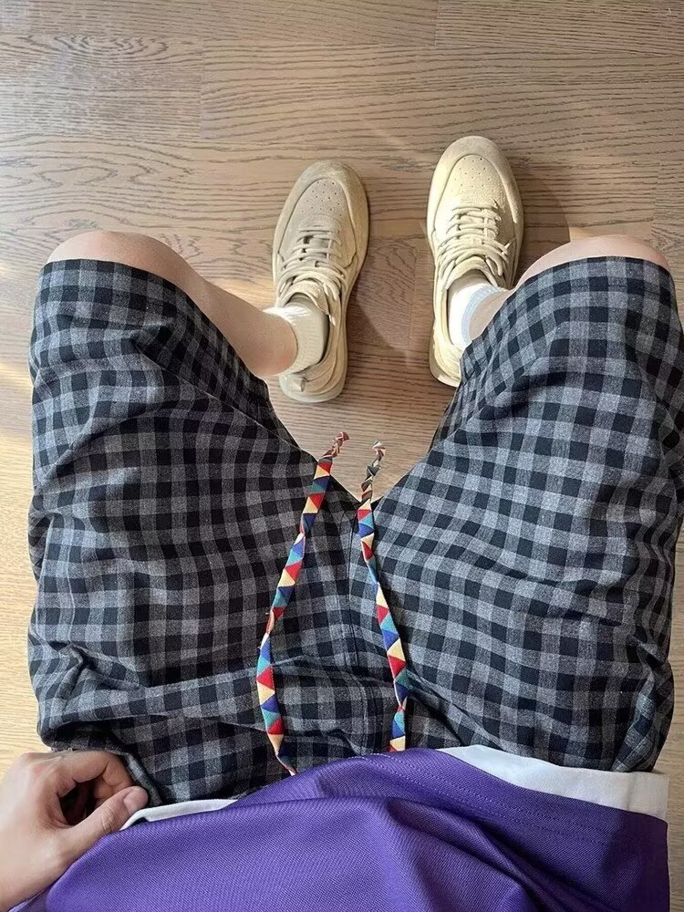 Men's Plus Size Plaid Drawstring Casual Shorts