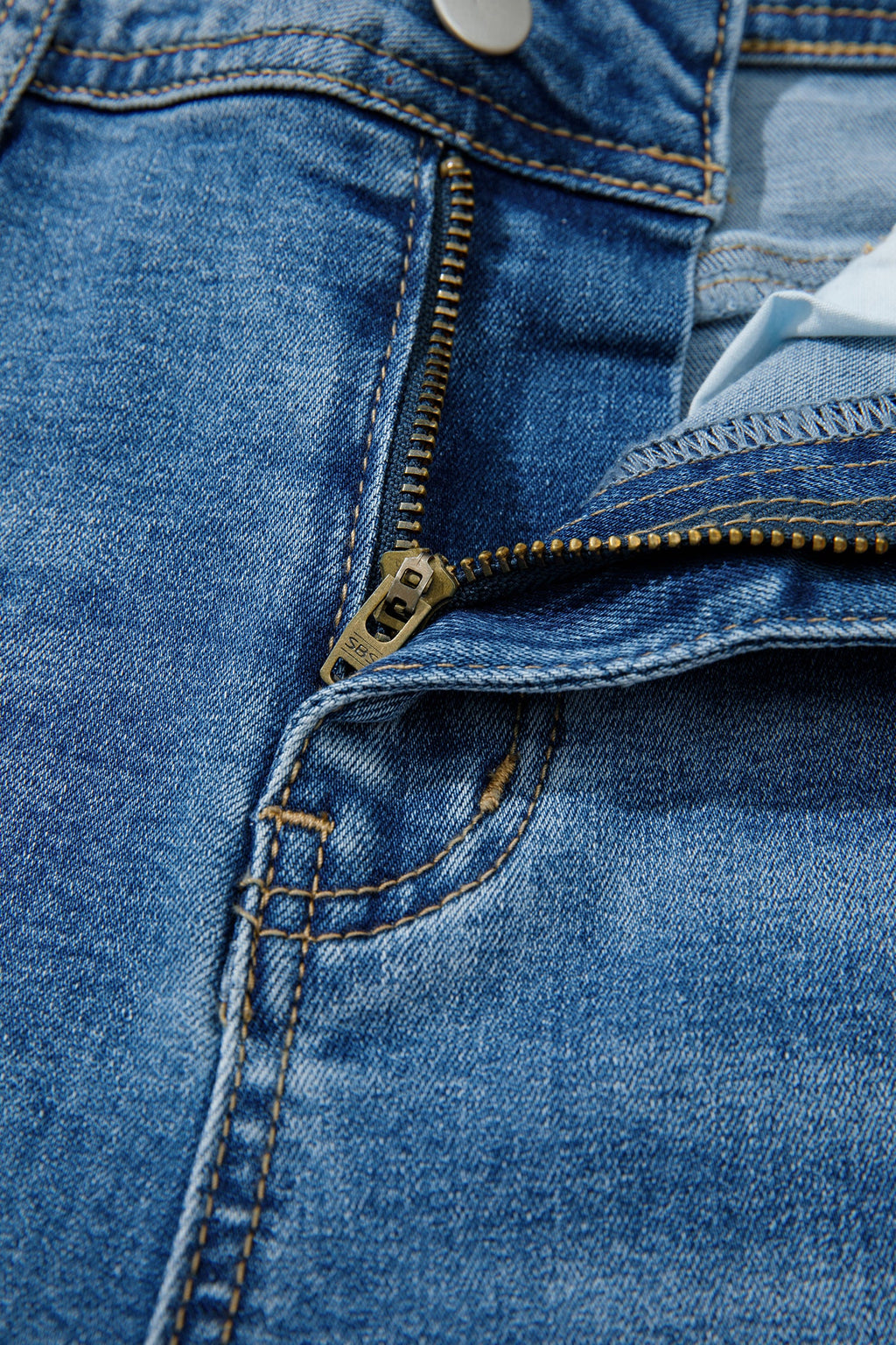Myosotis Acid Washed Straight Leg Full Length Casual Jeans
