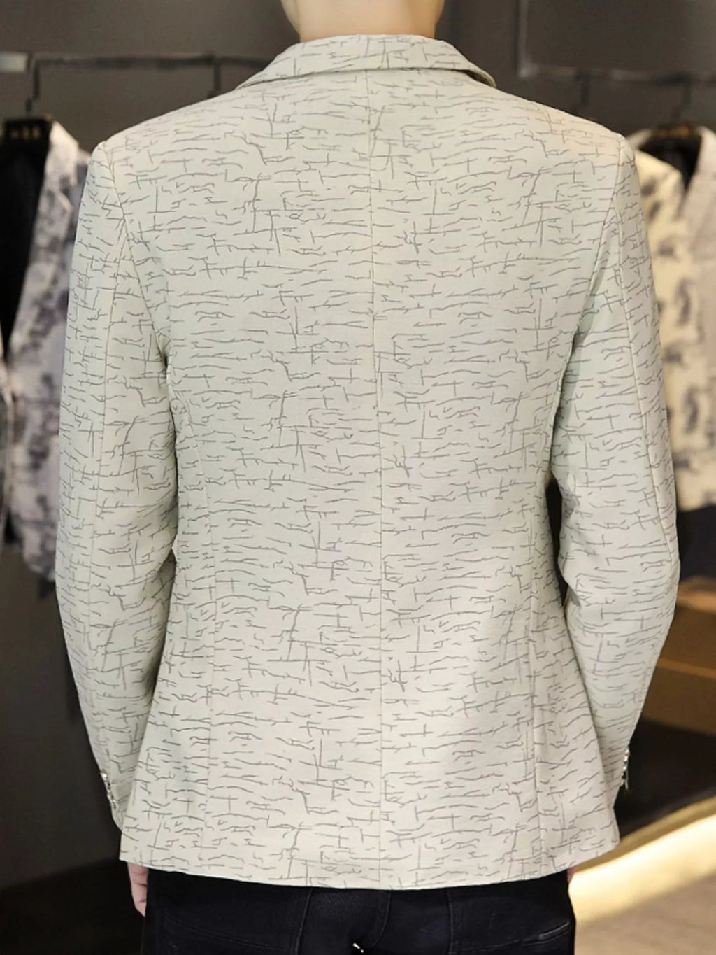 Men's Plus Size Abstract Patterned Slim Fit Blazer