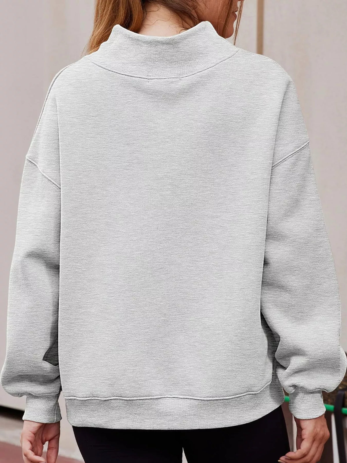 Oversized Mock Neck Long Sleeve Sweatshirt