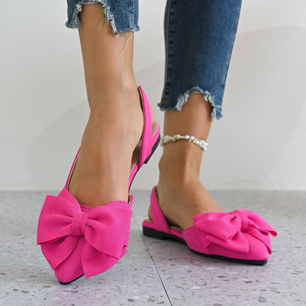 Bow Point Toe Slingback Sandals