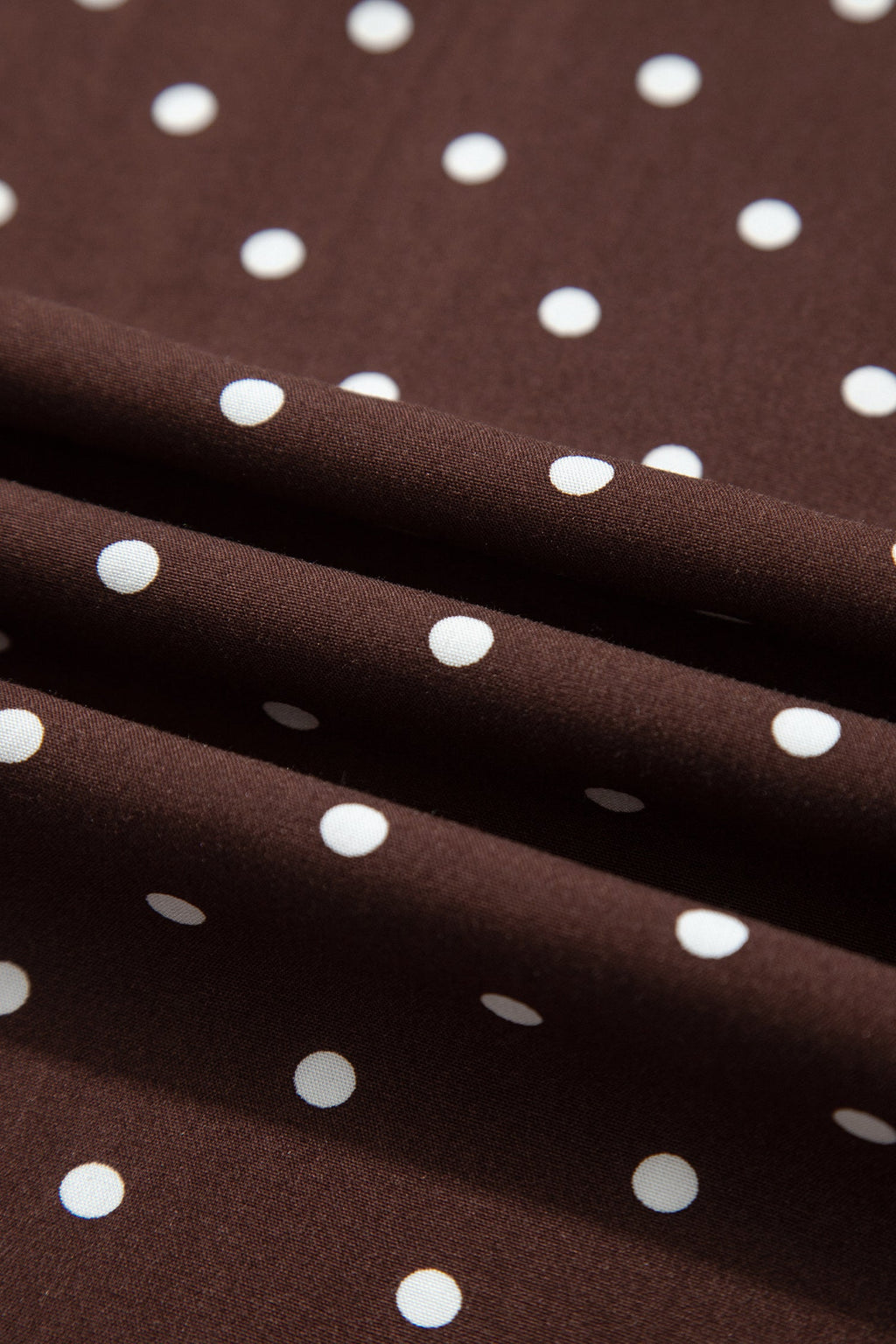 Brown Polka Dot Lace Hem Elegant Long Shift Skirt