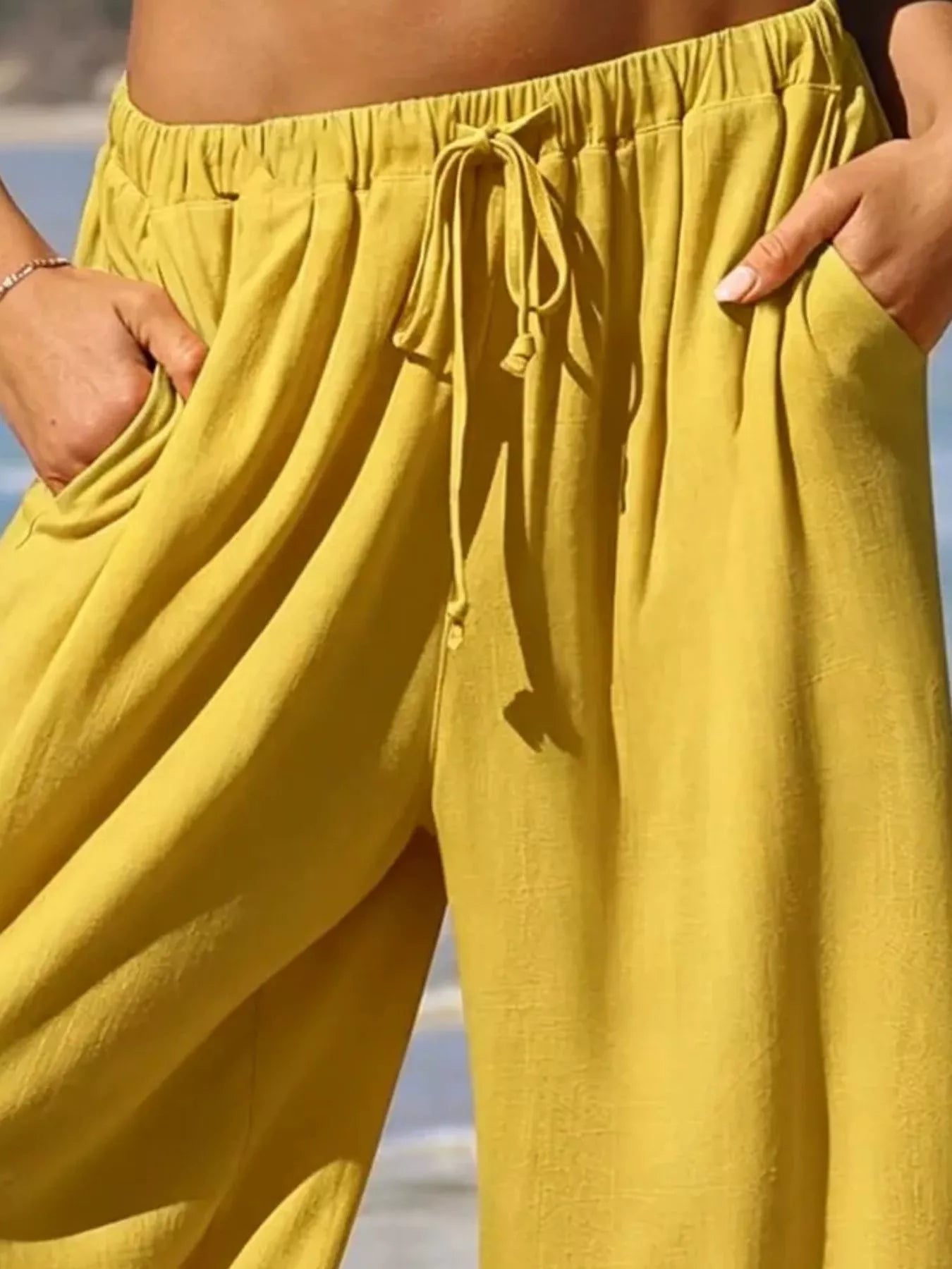 Full Size Wide-Leg Pants with Ruffle Hem Plus Size