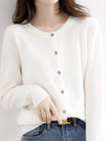 Crew Neck Button-Down Cardigan