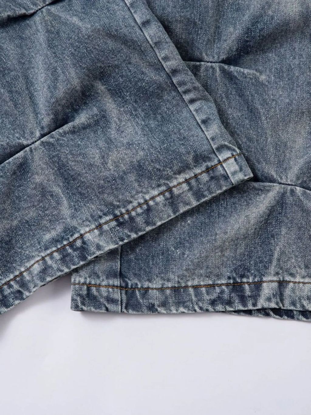 Men's Ruched Wide Leg Jeans