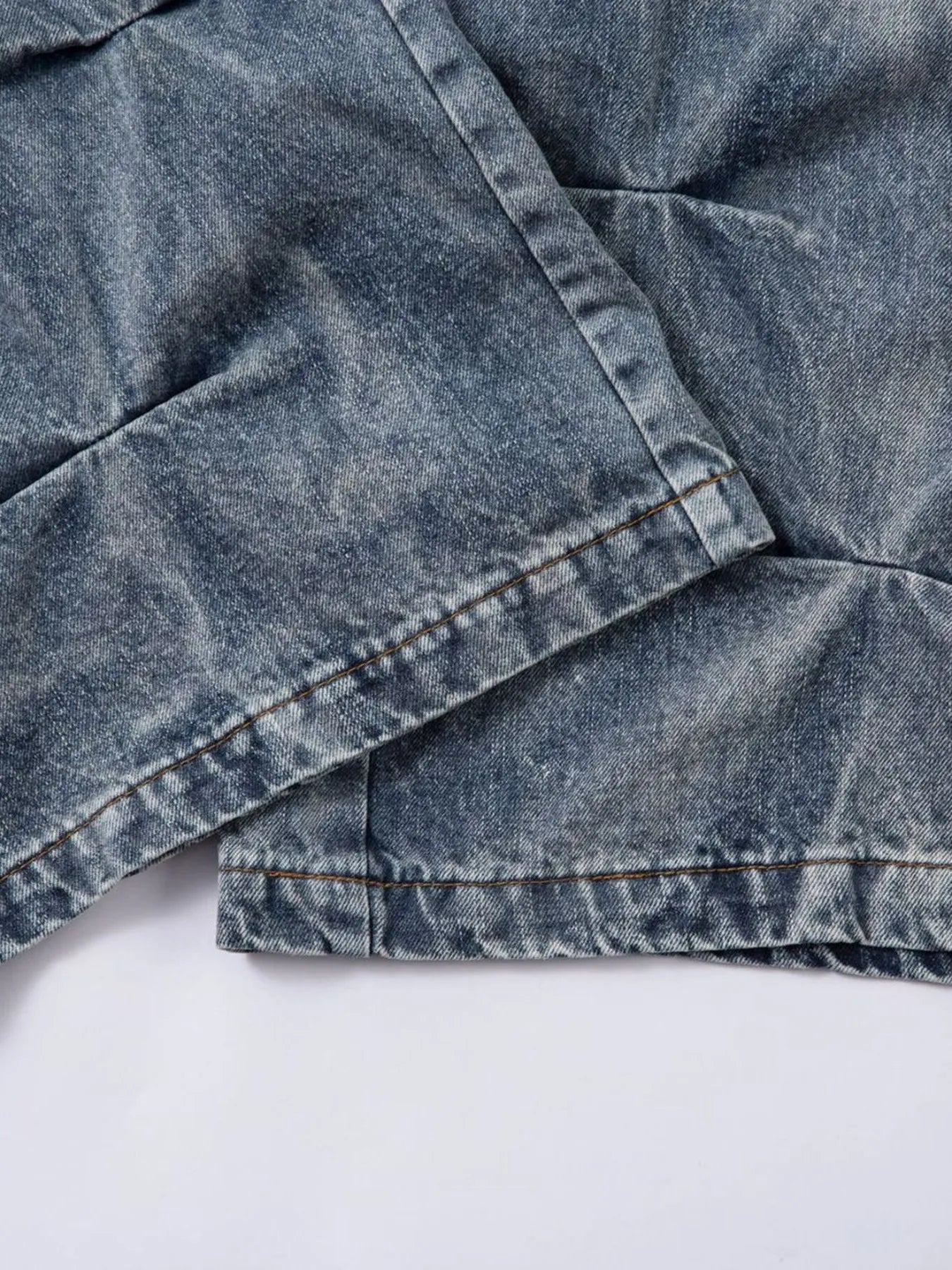 Men's Ruched Wide Leg Jeans