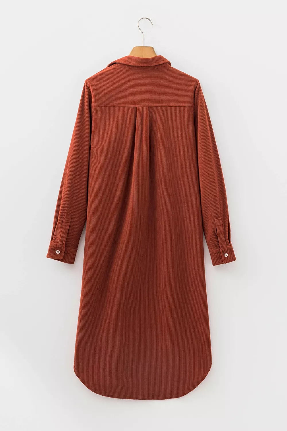Long Sleeve Button Down Corduroy Midi Dress