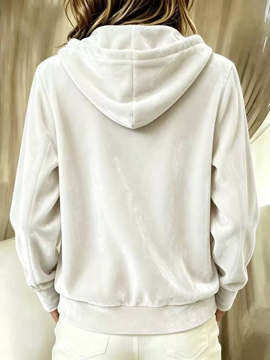 Full Size Velvet Button-Down Hooded Outerwear Plus Size