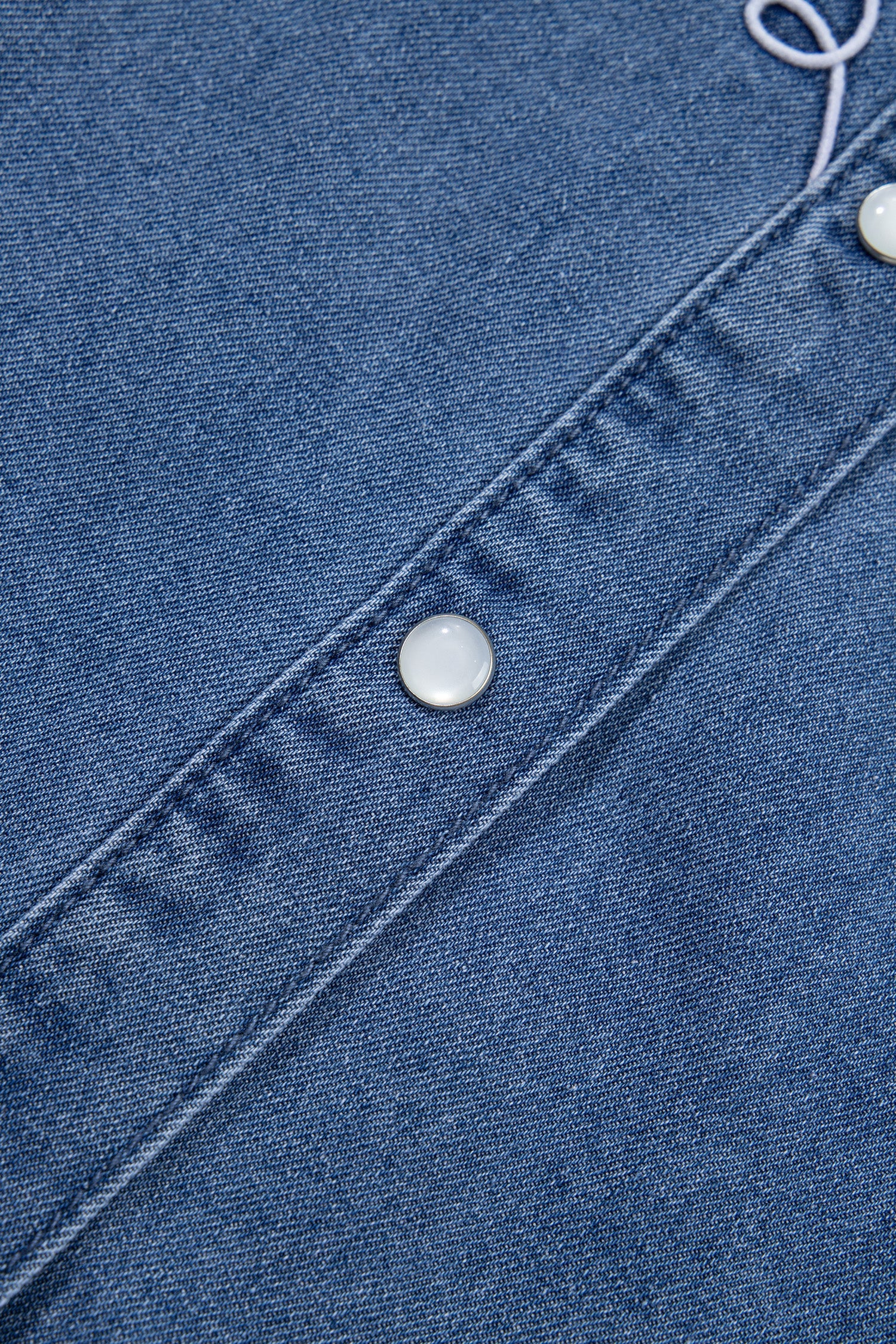 Dusk Blue Western Embroidered Collar Long Sleeve Denim Shirt