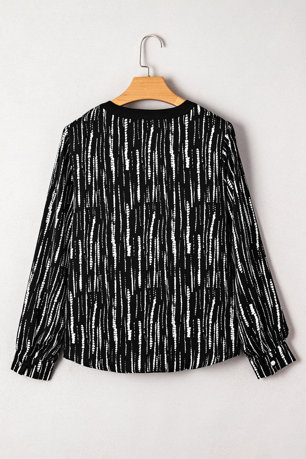 Abstract V-Neck Long Sleeve Blouse