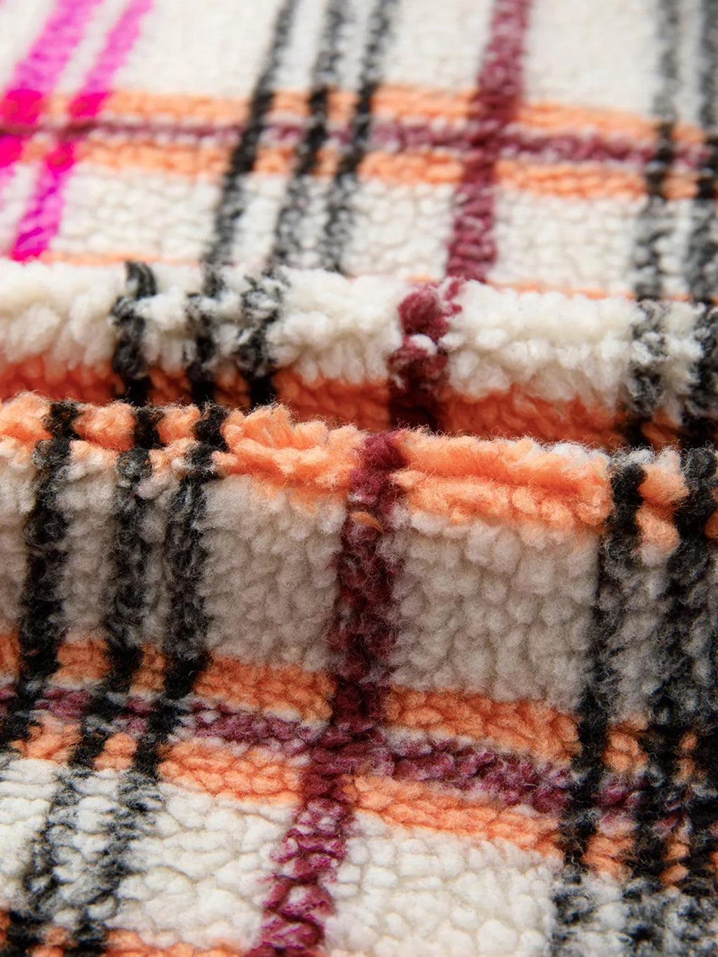 Sherpa Plaid Snap-Front Vest Coat