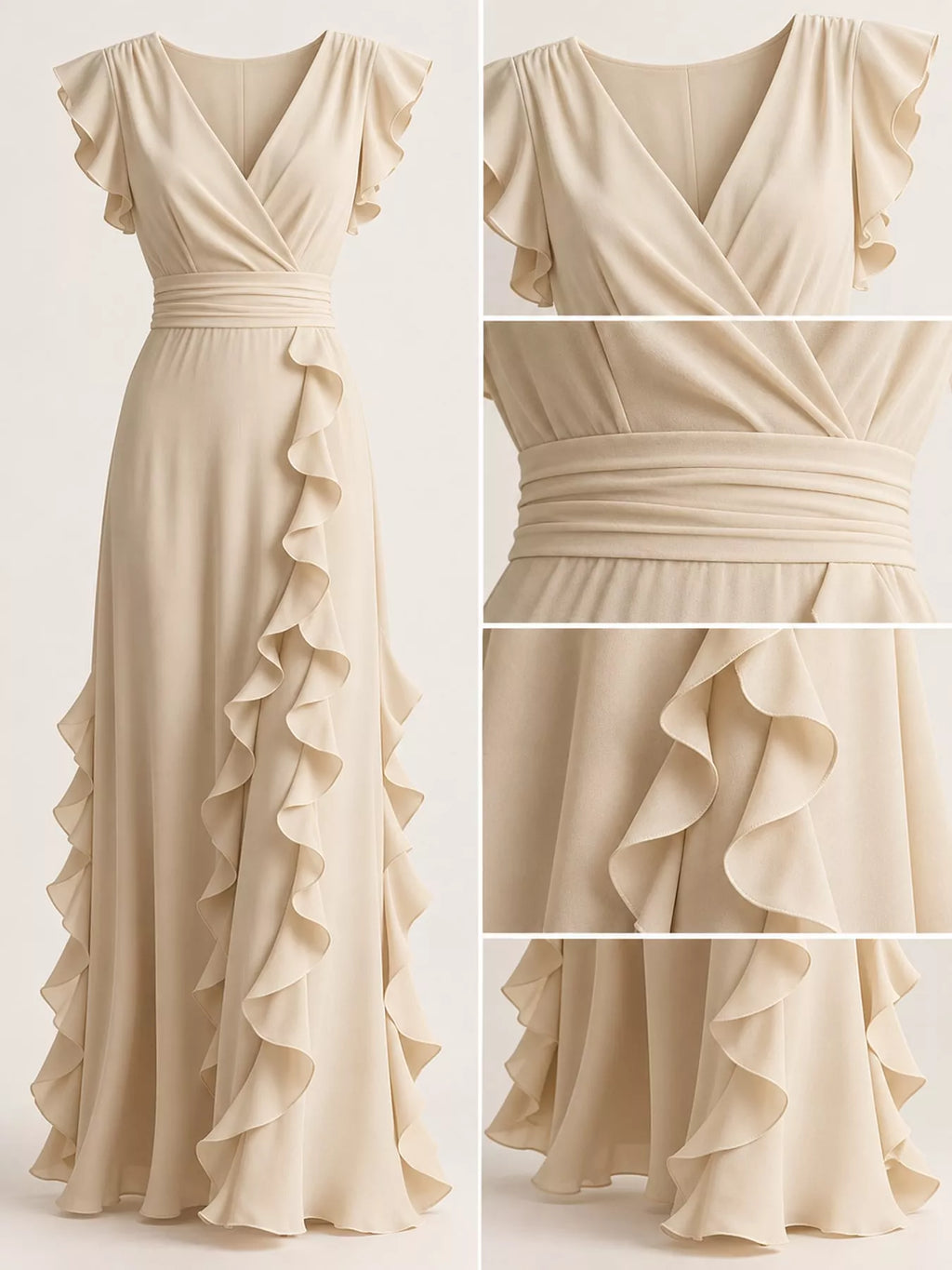 Ruffled Surplice Sleeveless Maxi Dress