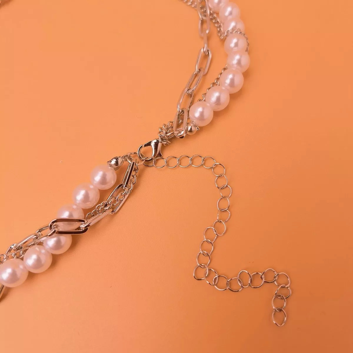 Gothic Pearl Double Layered Necklace with Wing Pendant