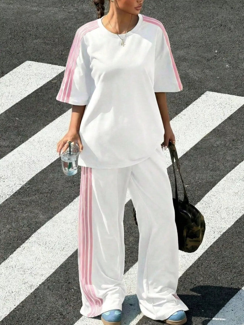 Striped Short Sleeve Top and Pants Set