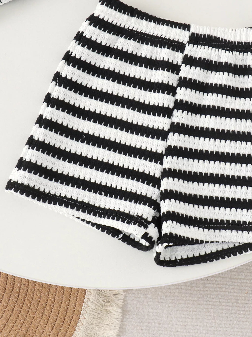 Children's Striped Knit Vest and Shorts Set