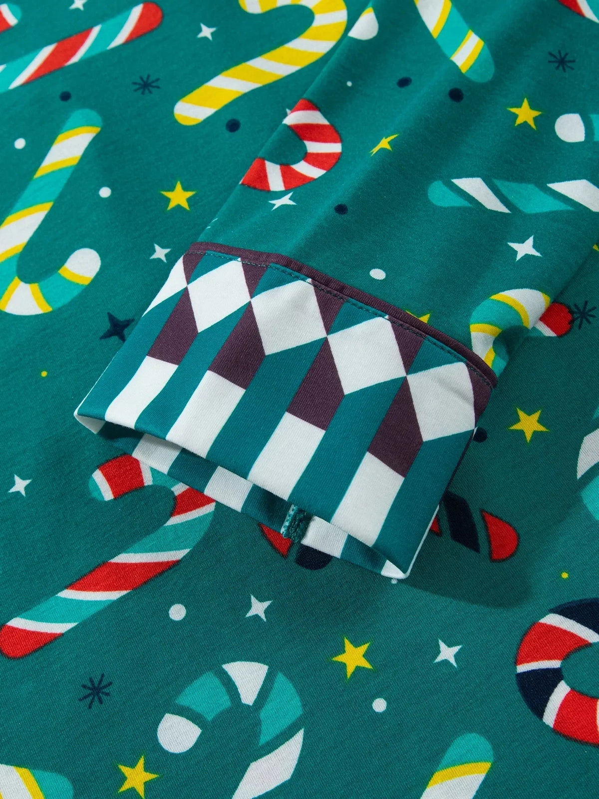 Abstract Candy Cane Print Long Sleeve Two Piece Lounge Set