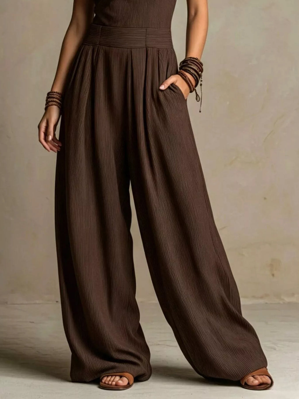 Full Size Halter Neck Wide-Leg Jumpsuit Plus Size