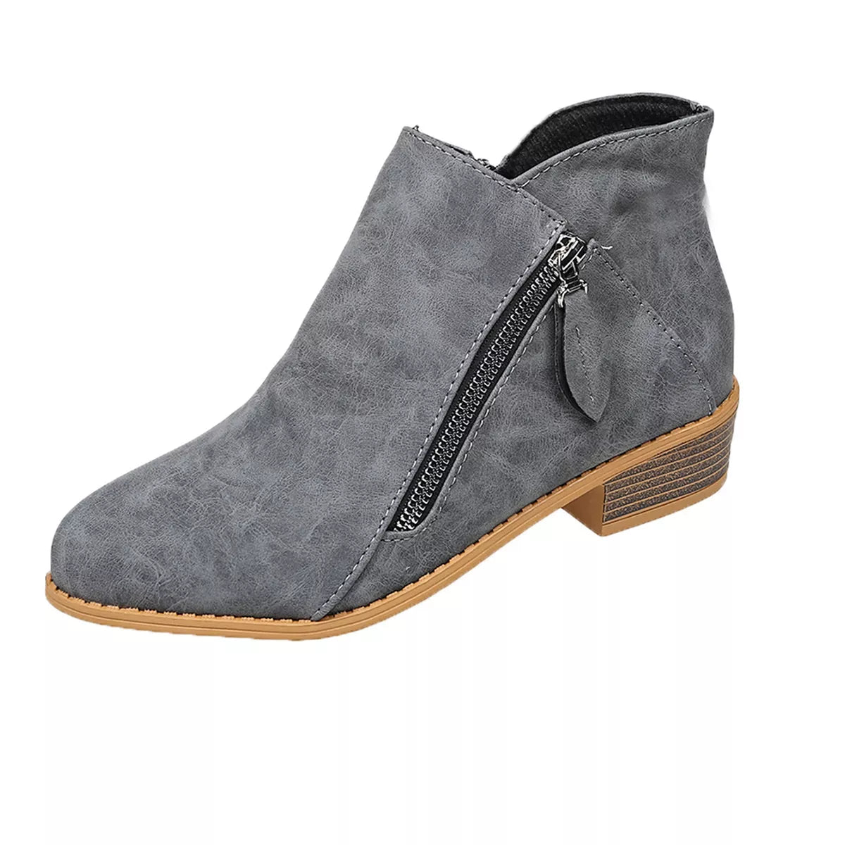 Size Zipper Block Heels Boots