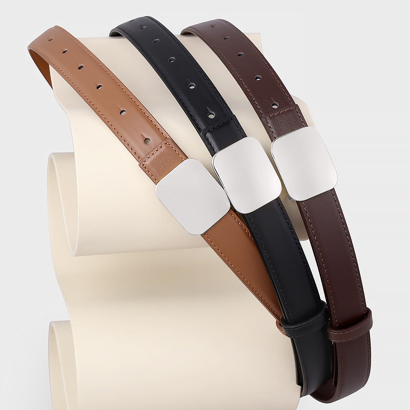 Square Buckle Leather Belt