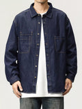 Men's Plus Size Button Up Long Sleeve Denim Shirt