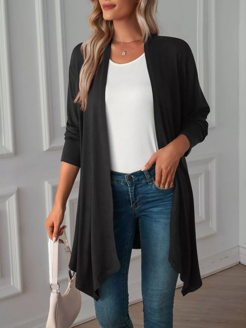 Lightweight Open Front Cardigan