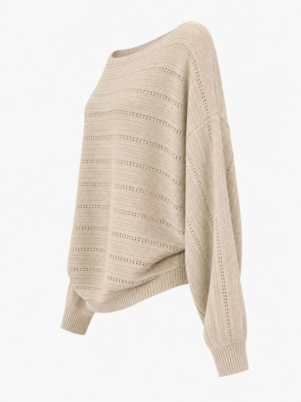 Openwork Boat Neck Sweater