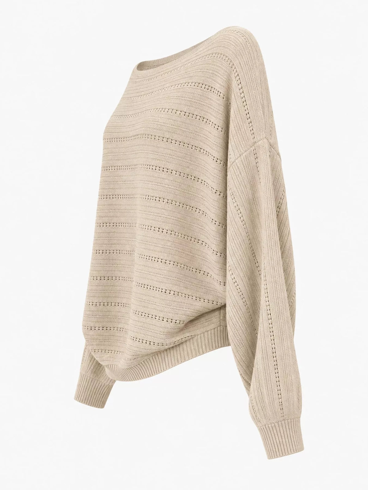 Openwork Boat Neck Sweater