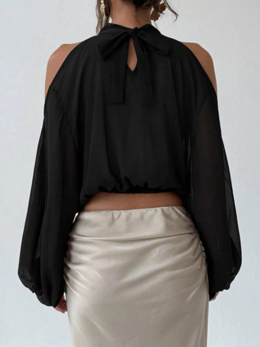 Cold-Shoulder Long Sleeve Blouse