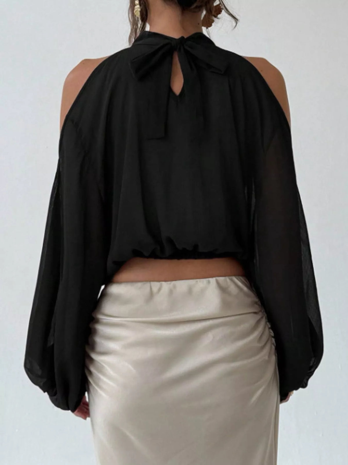 Cold-Shoulder Long Sleeve Blouse