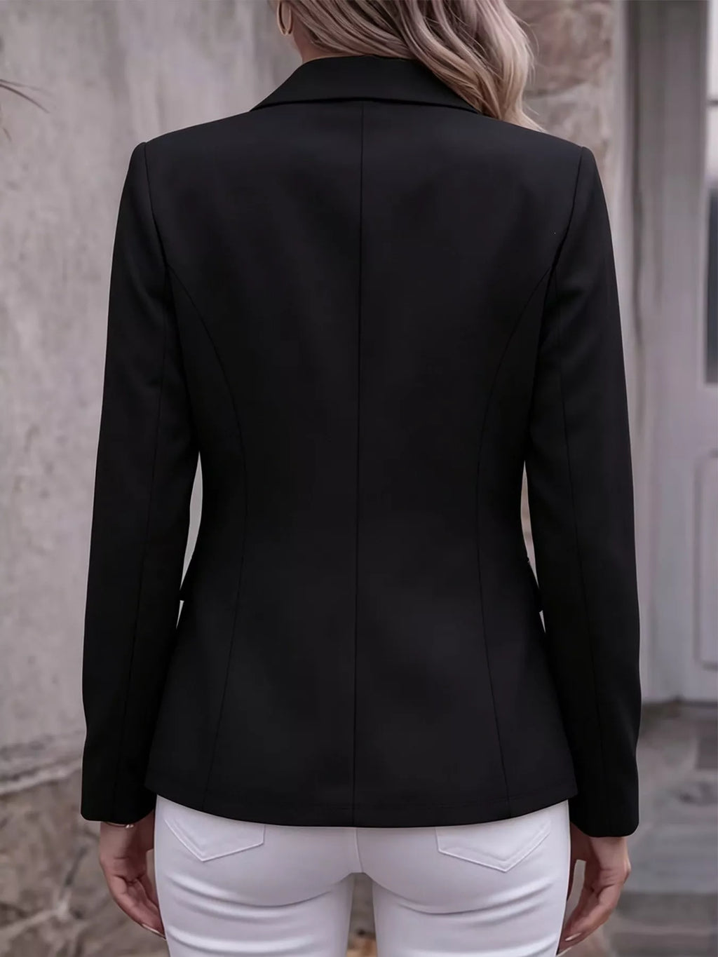 Full Size Lapel Collar Long Sleeve Blazer Plus Size