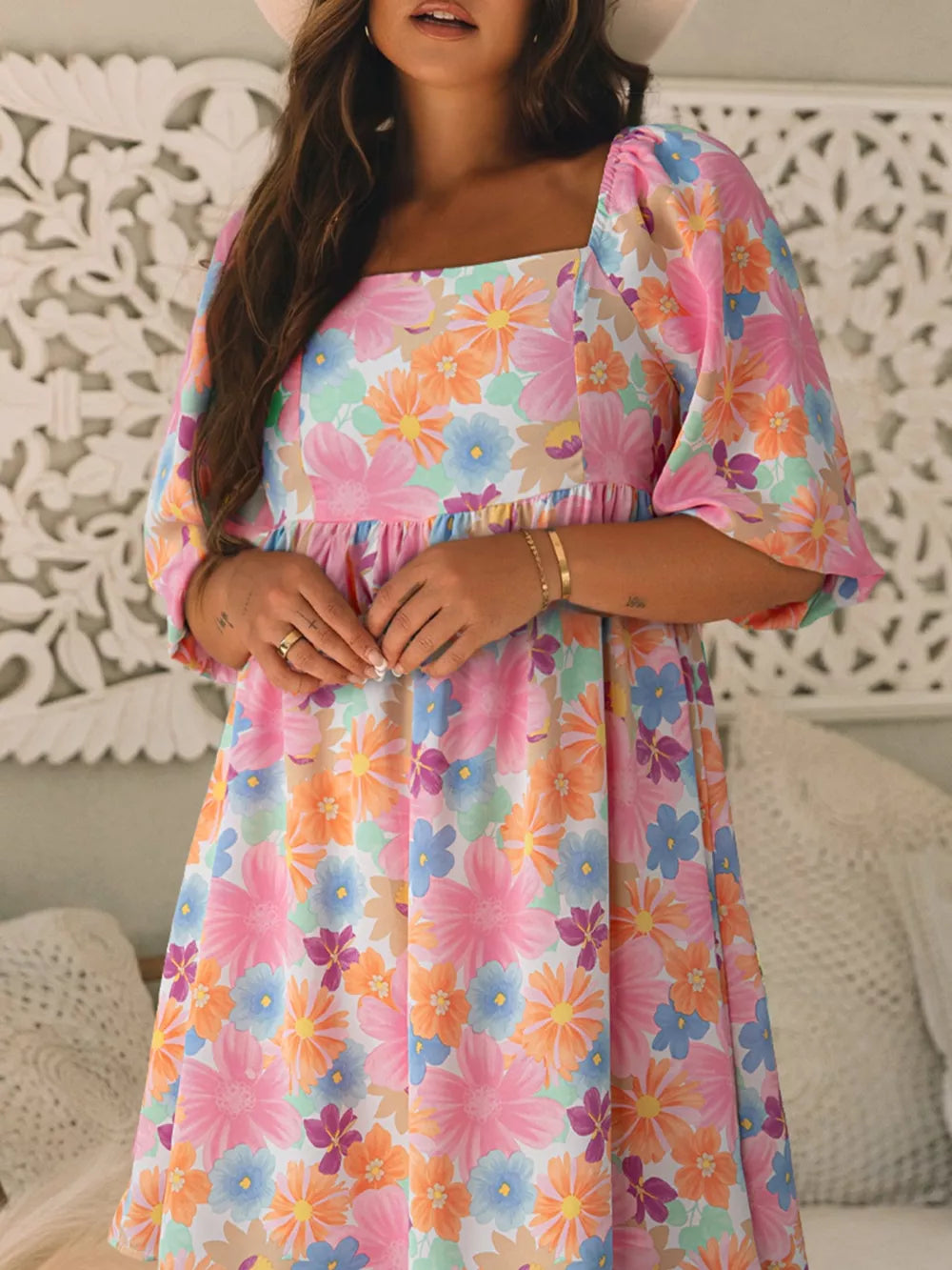 Printed Half Sleeve Mini Dress