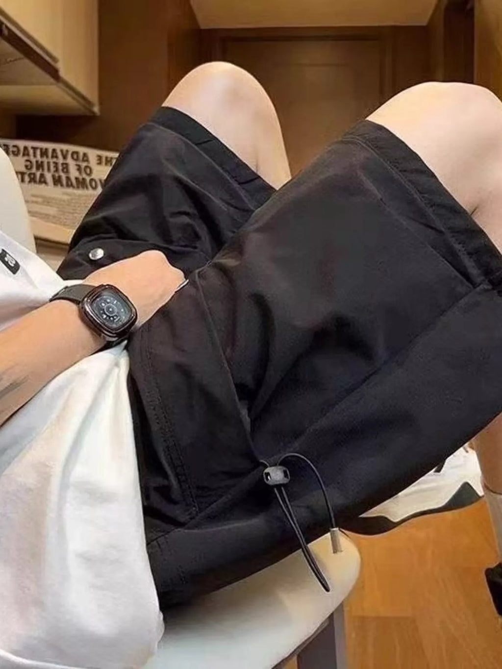 Men's Plus Size Casual Cargo Shorts with Drawstring