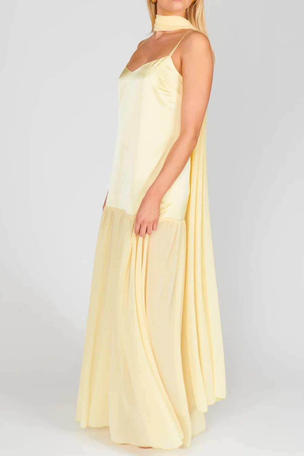 Adjustable Strap Maxi Cami Dress with Scarf