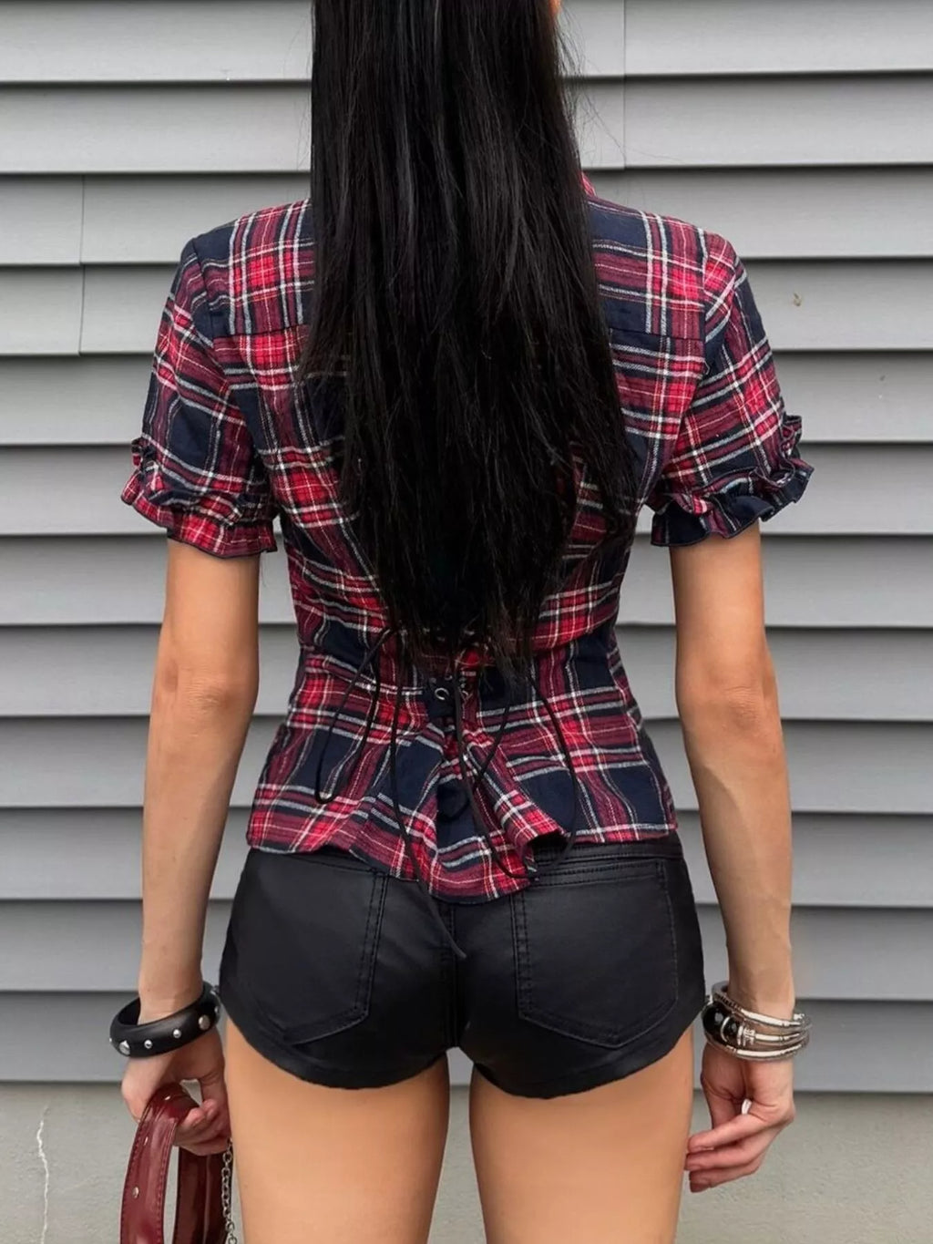 Plaid Zip-Up Shirt