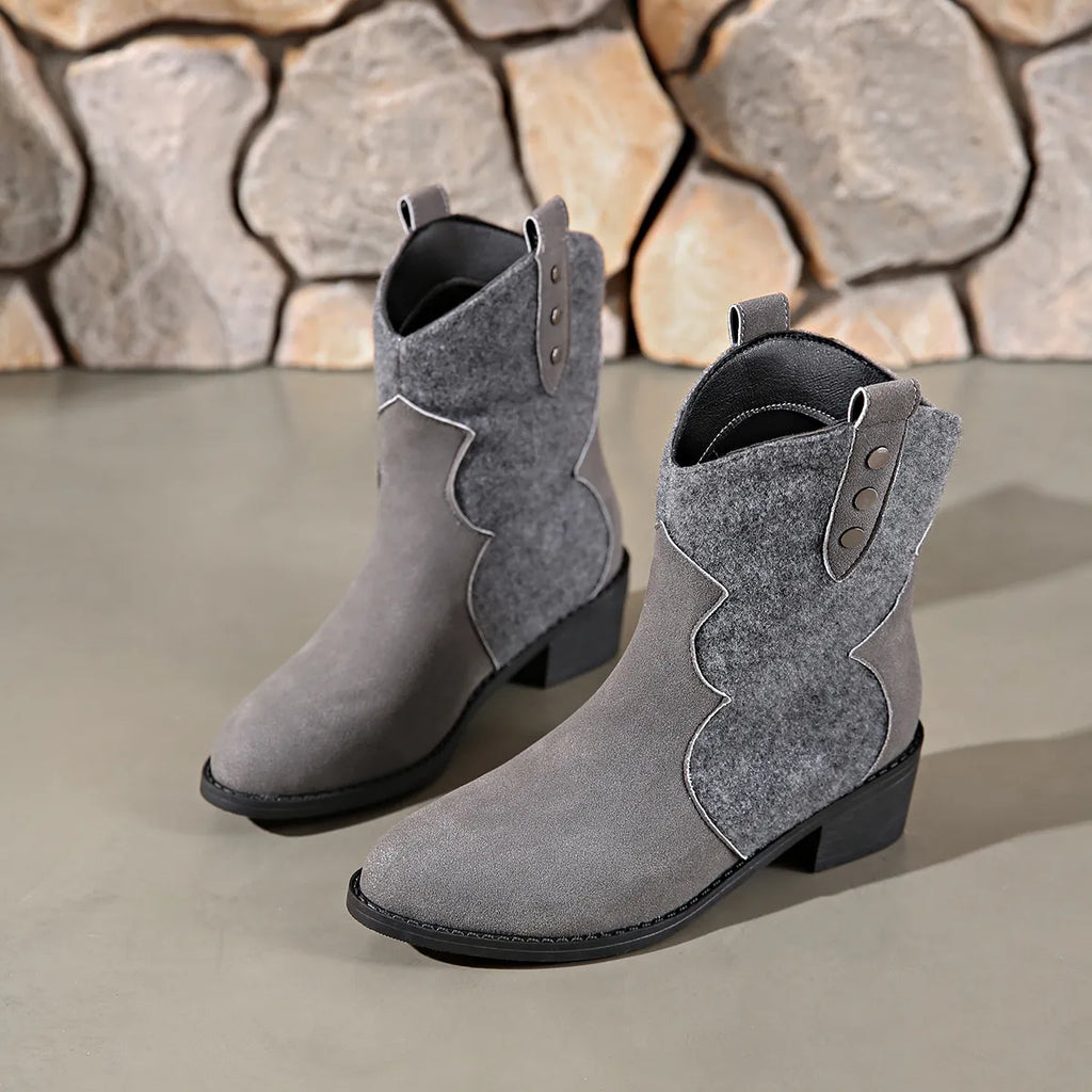Round Toe Block Heels Boots